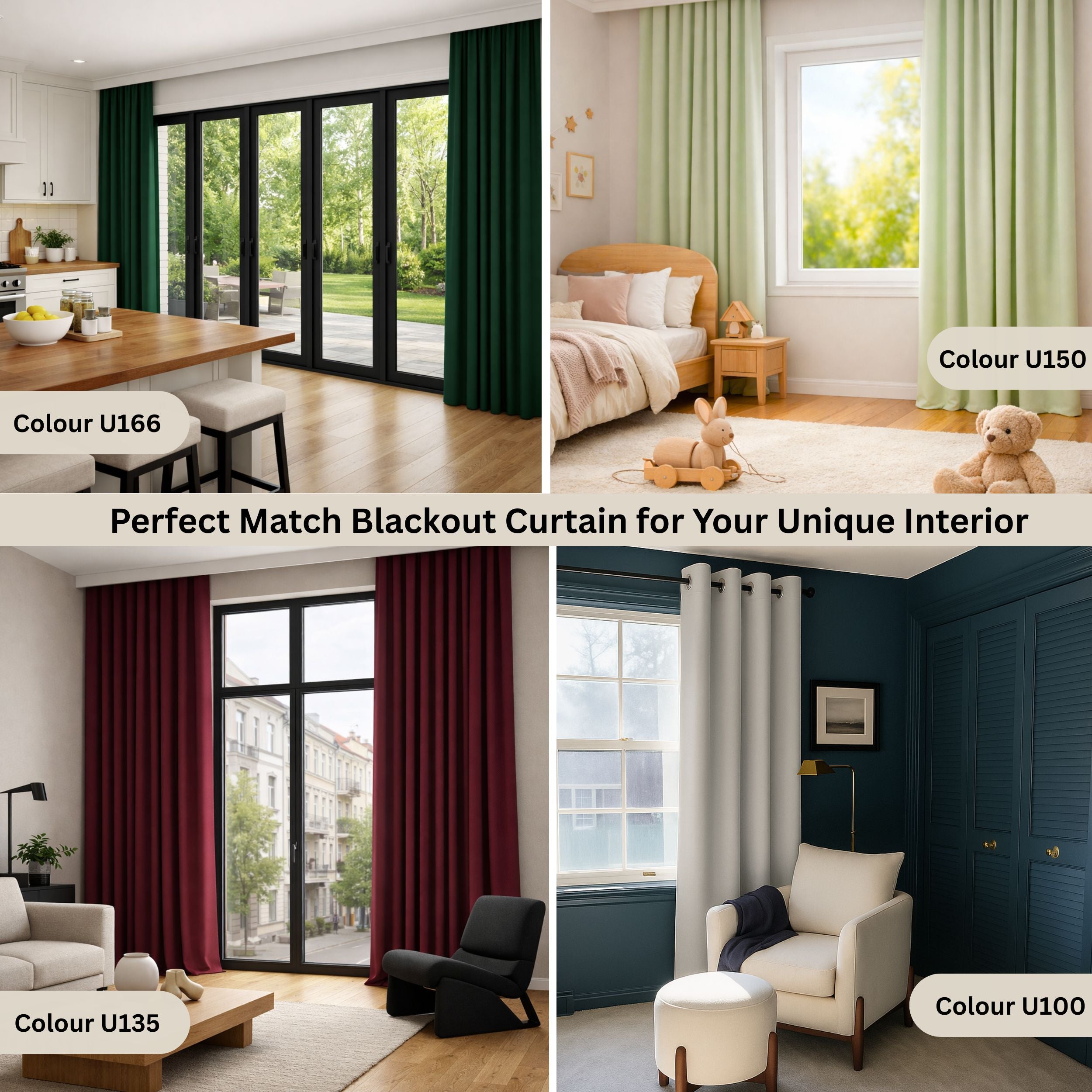 Custom Blue Navy Blackout Curtains - Extra Wide Thermal Drapes | Made-to-Measure 24 colours