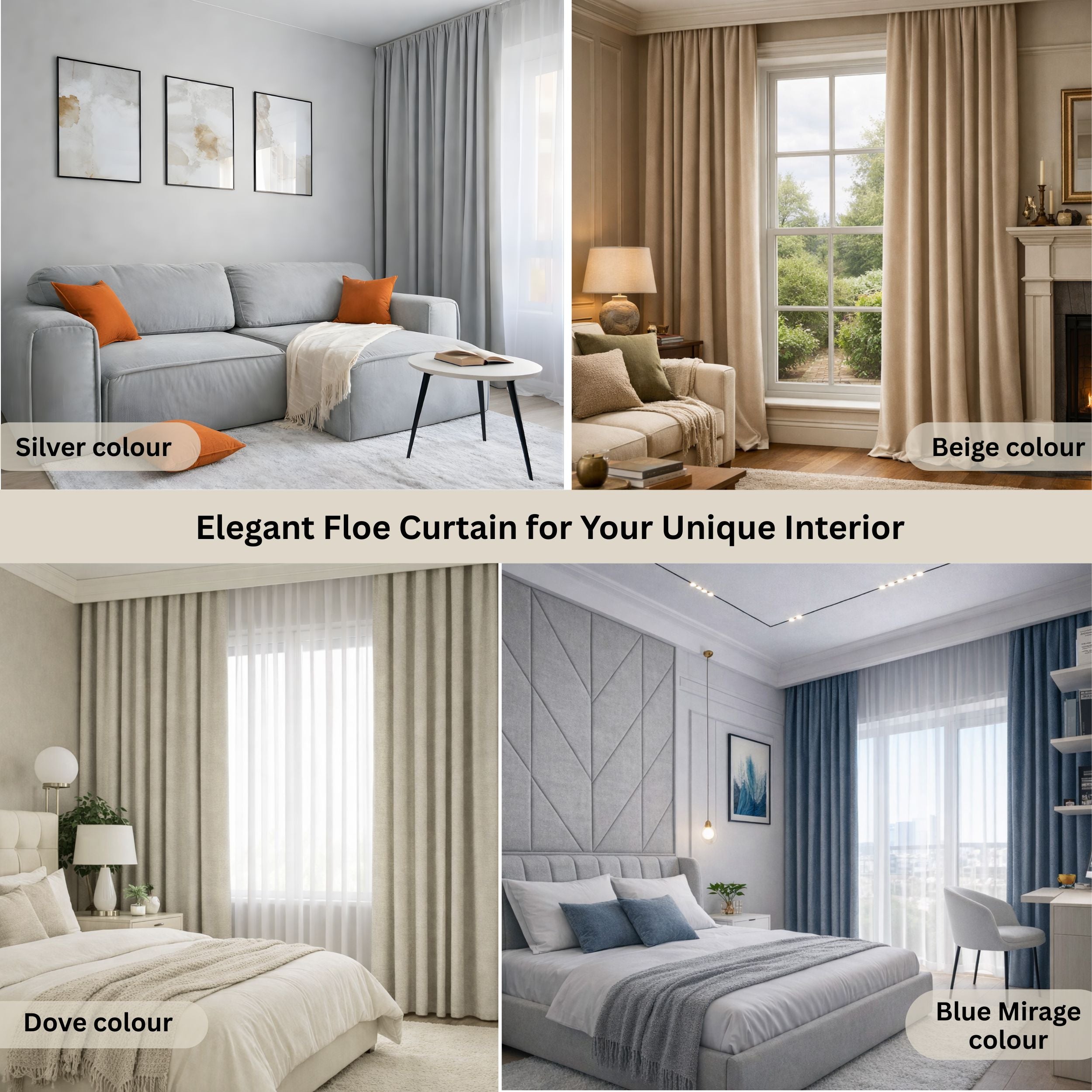 Blue Custom Curtains | Floe Collection: 11 Modern Light-Filtering Shades | Made-to-Measure for Living Rooms
