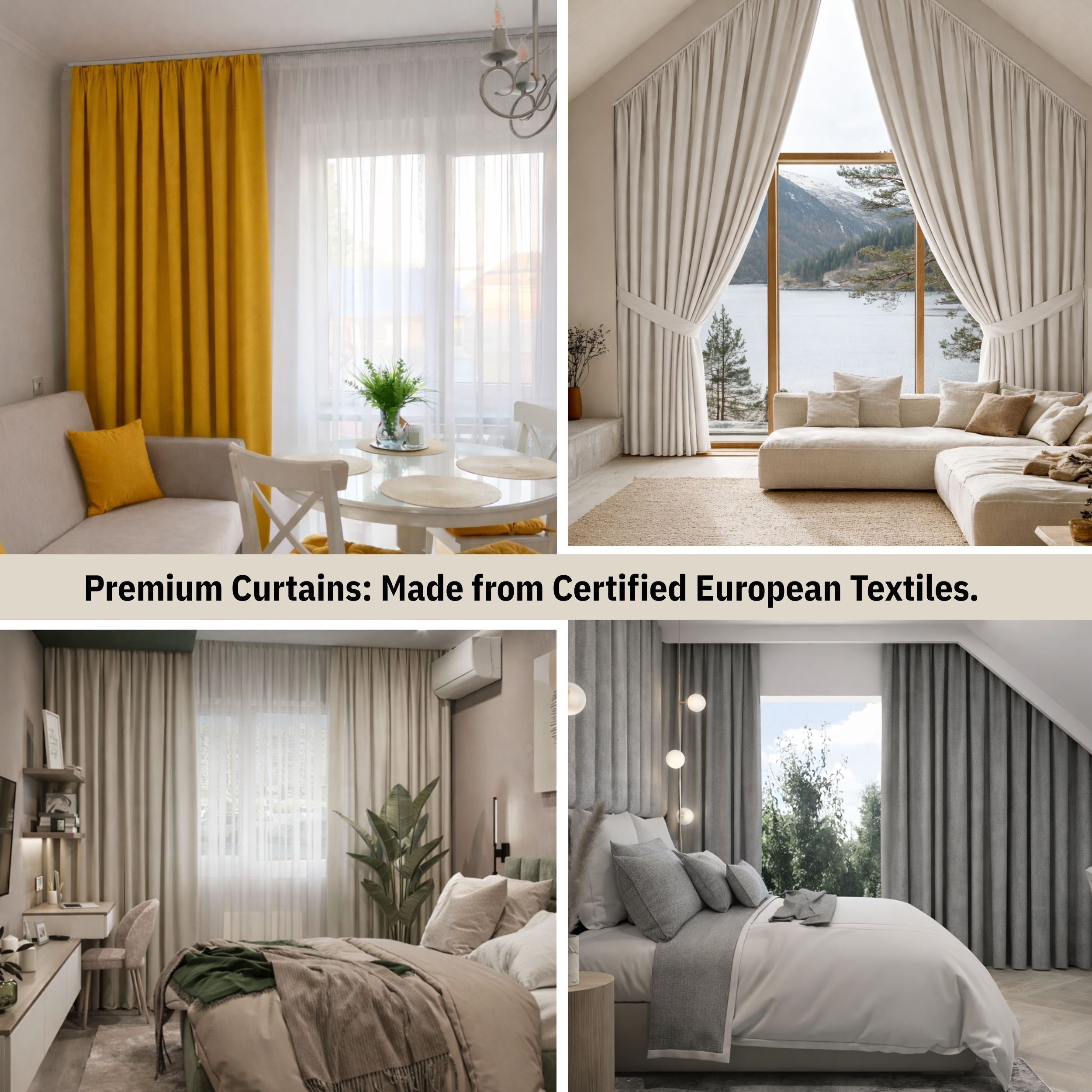 100% Blackout IMO Certified Fire-Retardant Curtains | Soundproof & Flame Retardant Reversible Drapes (21 Colours)