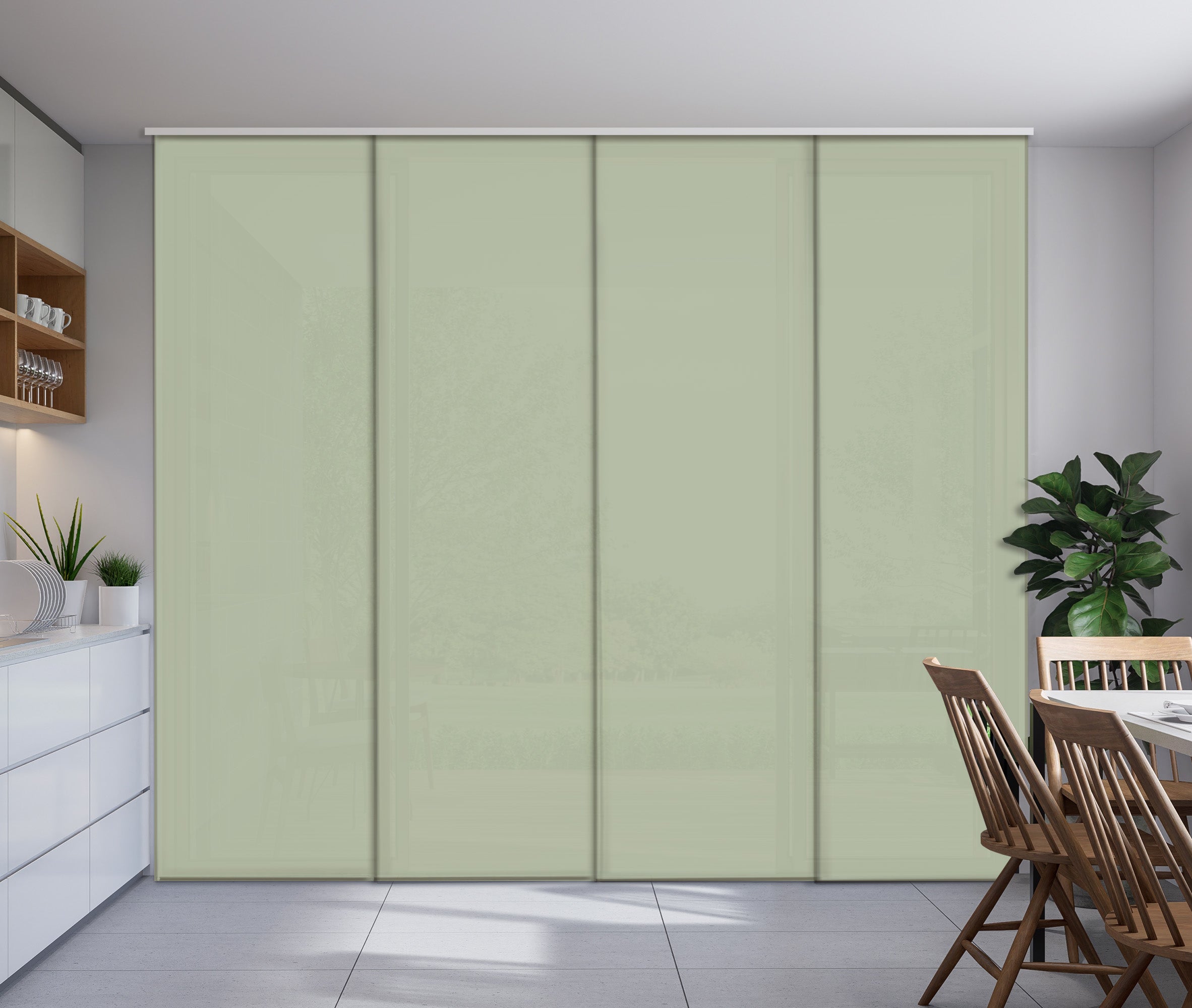 Sliding Panel Curtain Light Olive Elegance