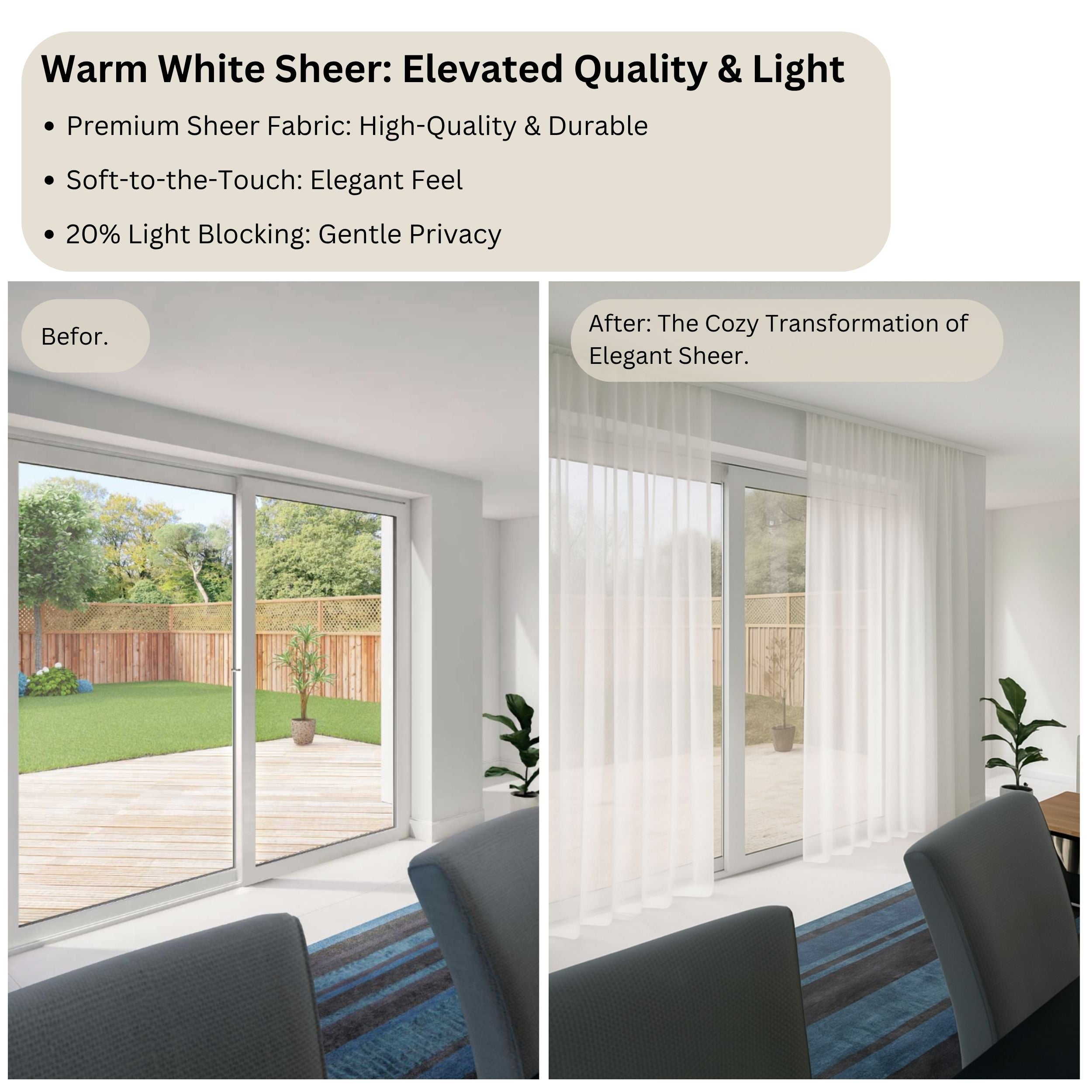 White Premium Sheer Curtain, Soft Breeze Sheer - The Whisper of Nature