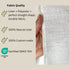 Fabric quality description with linen and polyester blend, natural color, custom made, and OEKO TEX certification.