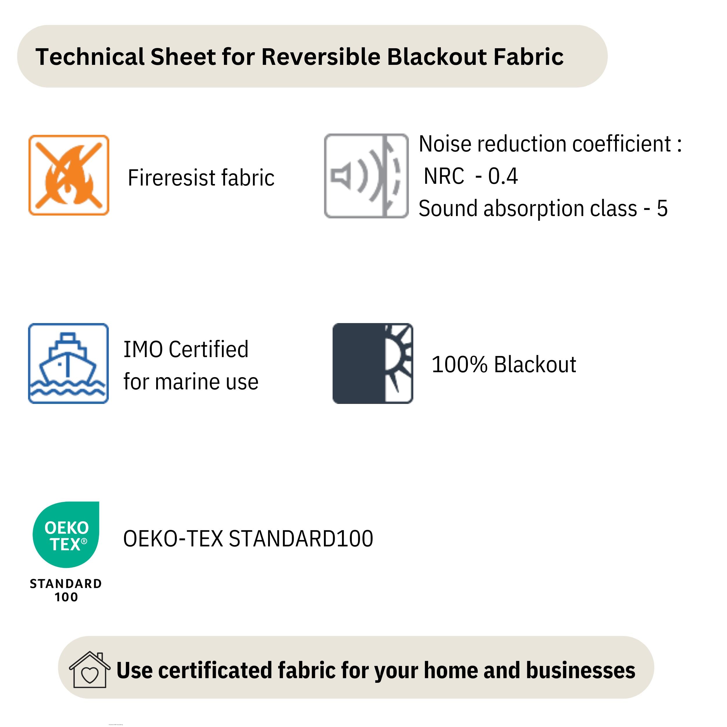 100% Blackout IMO Certified Fire-Retardant Curtains | Soundproof & Flame Retardant Reversible Drapes (21 Colours)