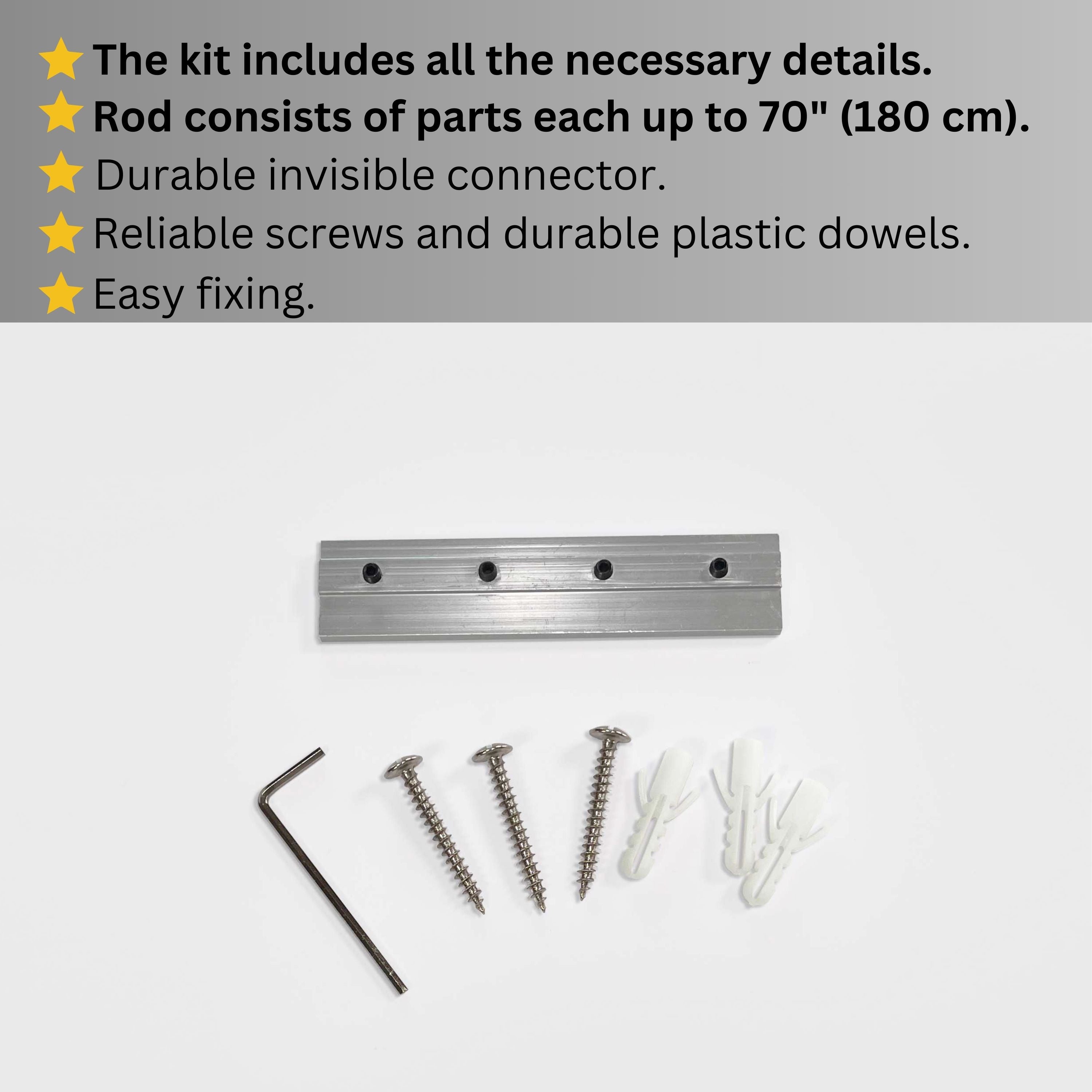 White Double Curtain Rod: Custom Sizes, Decorative Double Pole for Curtains, Sheers, and Blinds, Wall-Mount Poles