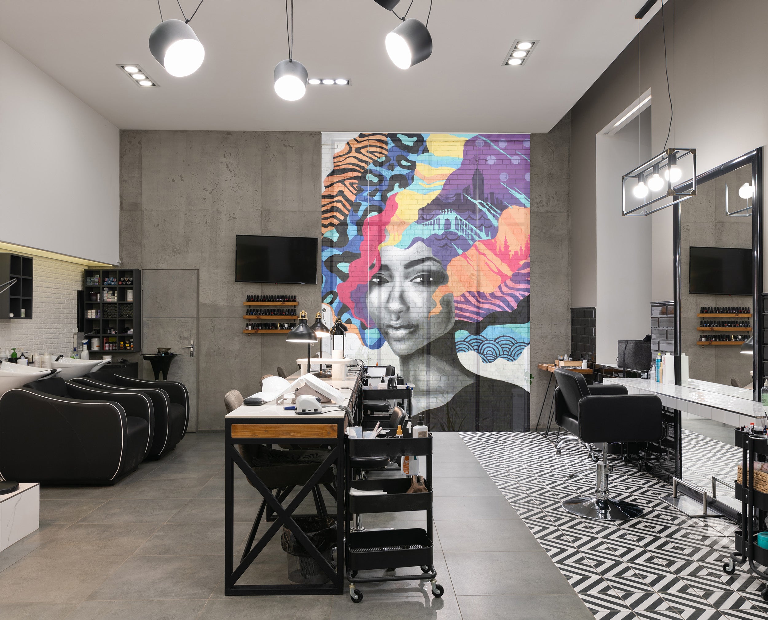 Custom-Made Modern Sliding Panel Curtains for Thermal Spas, Tailored Vertical Blinds for Wellness Studios, Branded Panel Track Blinds with Logo for Beauty Salons