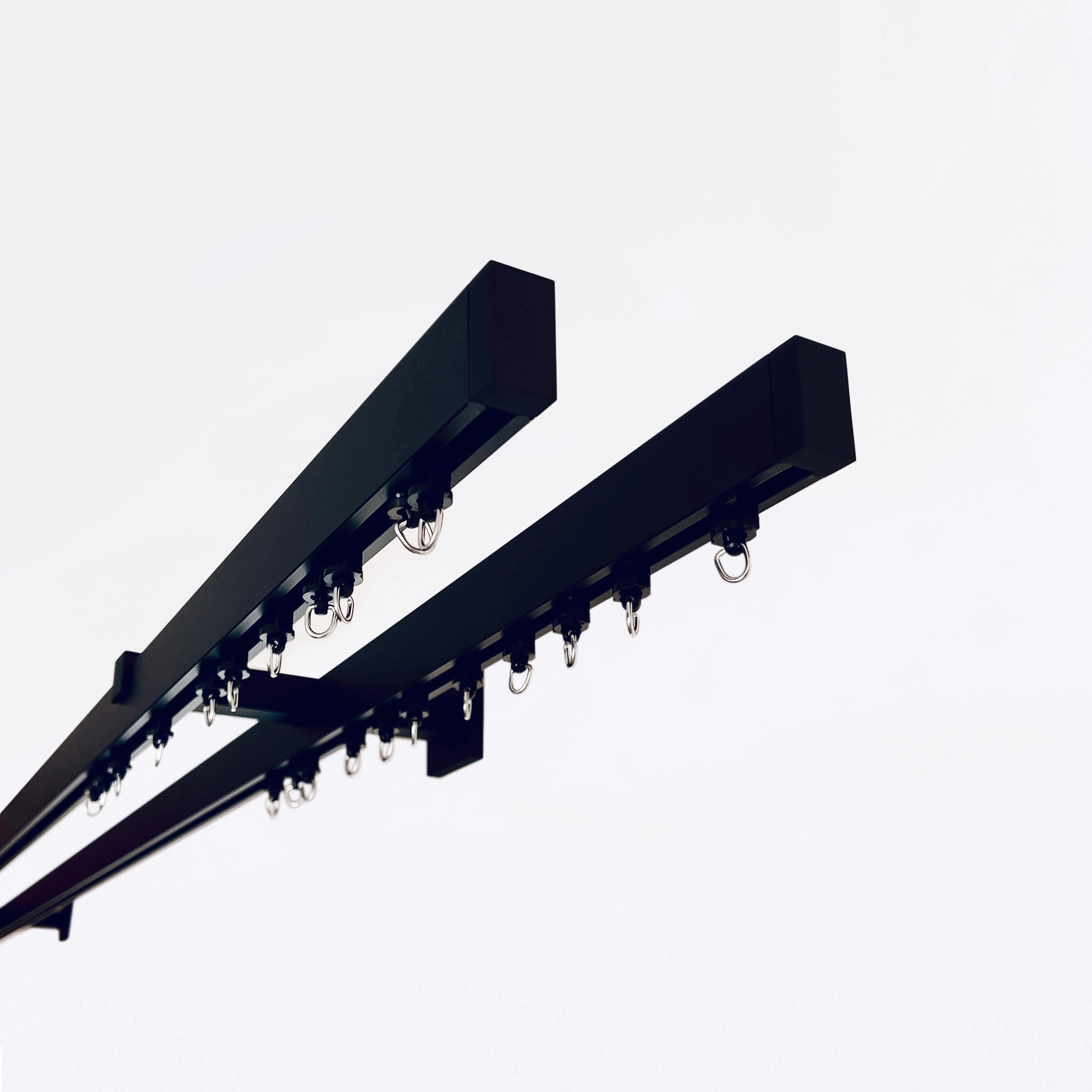 Black Matte Double Curtain Rail: Custom Sizes, Decorative 2-track Rail for Curtains, Sheers, and Blinds, Wall-Mount Double Track