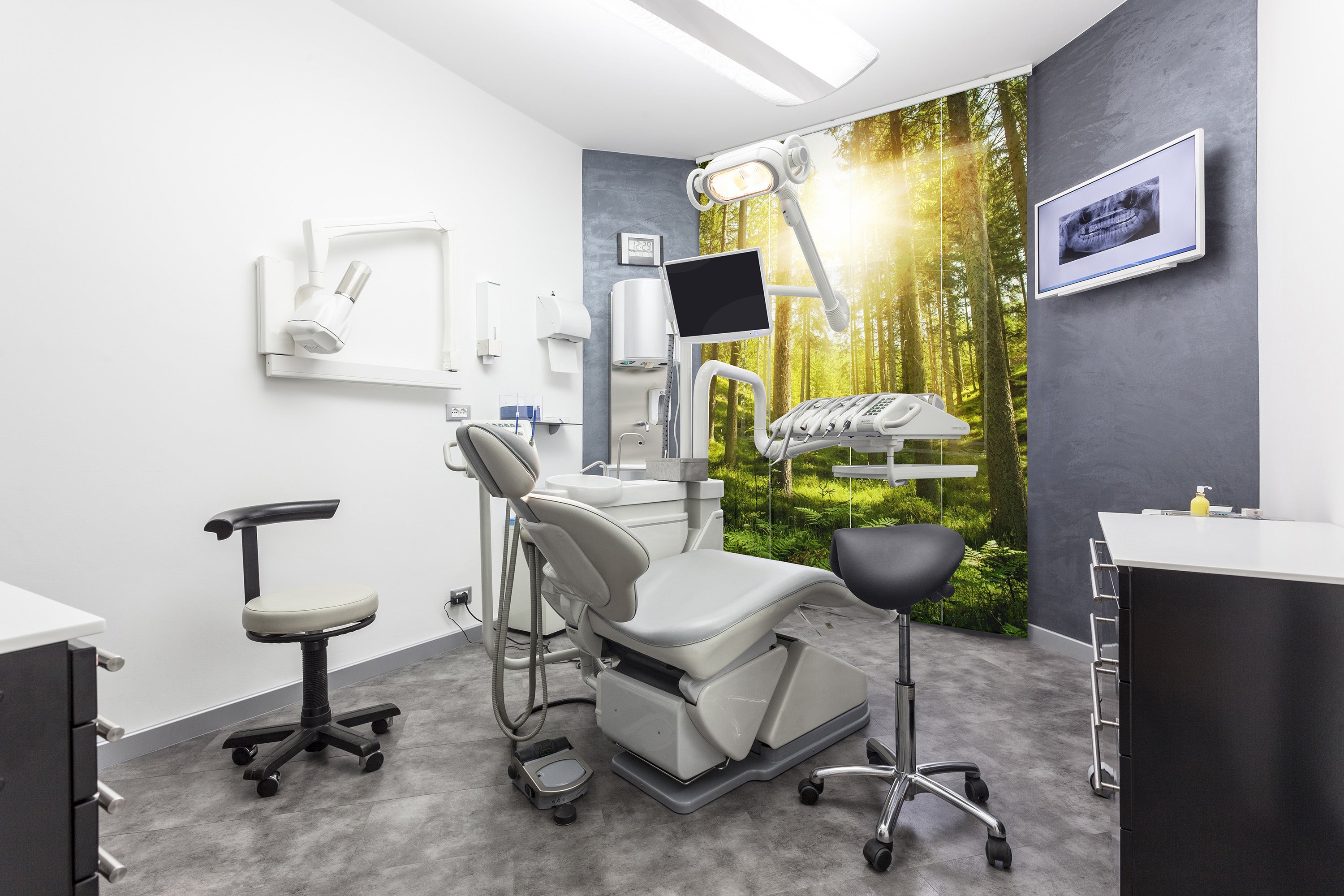 Custom Panel Track Blinds for Dental Offices, Modern Vertical Blinds for Medical Centers, Branded Sliding Panel Curtains with Logo for Pharmacies and Clinics