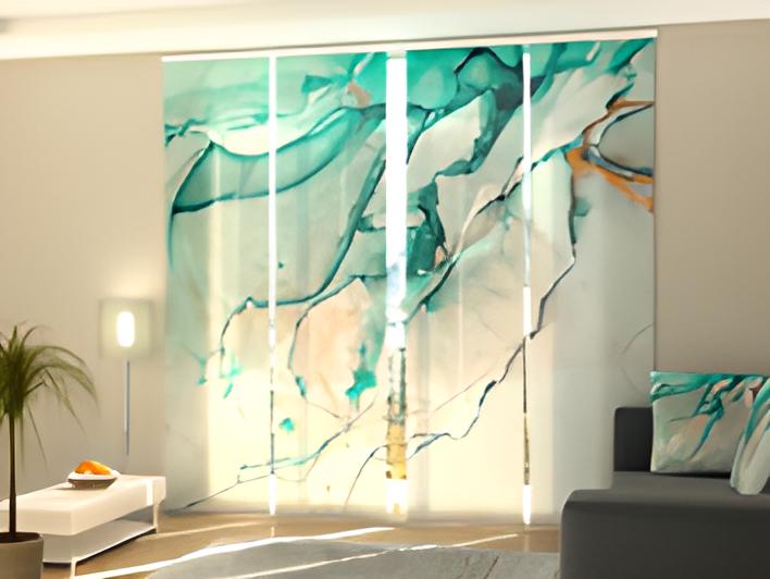 Custom-Made Modern Sliding Panel Curtains for Thermal Spas, Tailored Vertical Blinds for Wellness Studios, Branded Panel Track Blinds with Logo for Beauty Salons