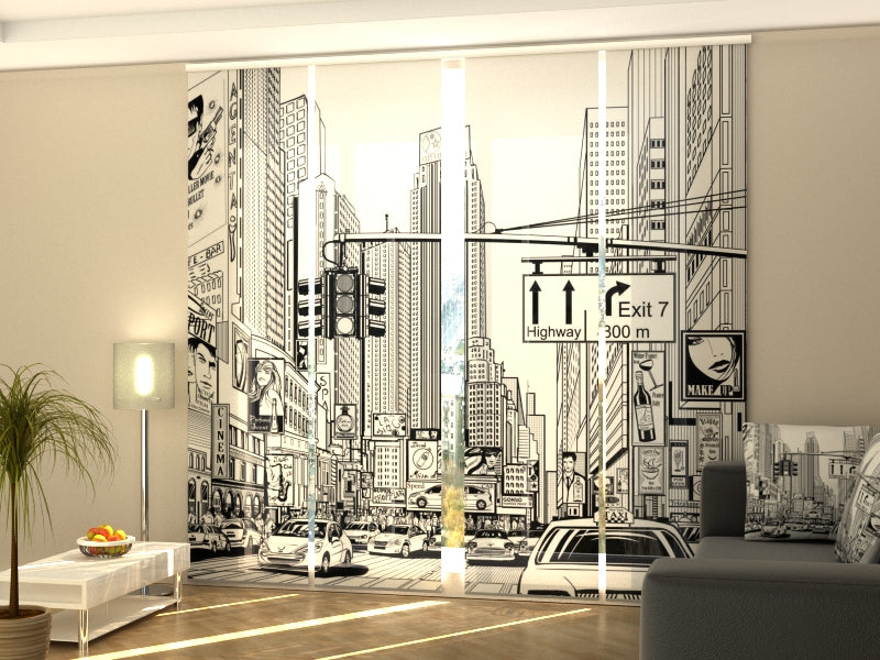 Modern Custom-Made Sliding Panel Curtains for Auto Shops and Dealerships, Custom Vertical Blinds for Retail Stores, and Logo-Branded Panel Track Blinds for Shopping Centers