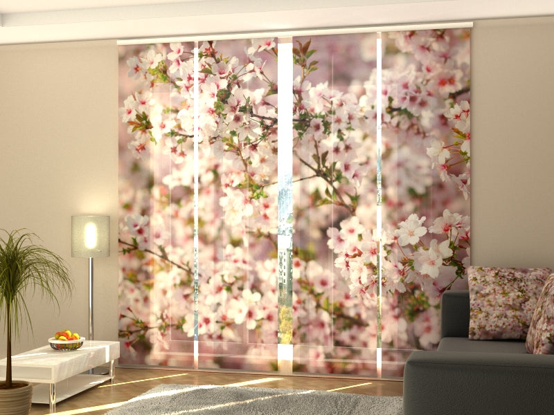 Sliding Panel Curtain Cherry Tree Blossoms in Spring