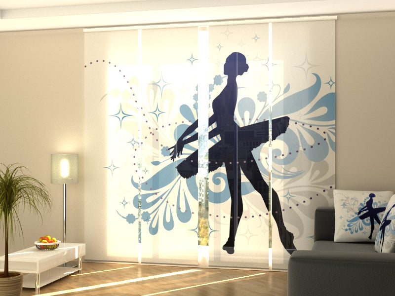 Sliding Panel Curtain Elegant Ballerina Silhouette