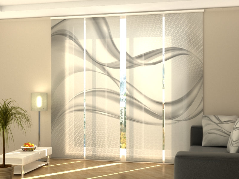 Sliding Panel Curtain Light Gray Abstraction