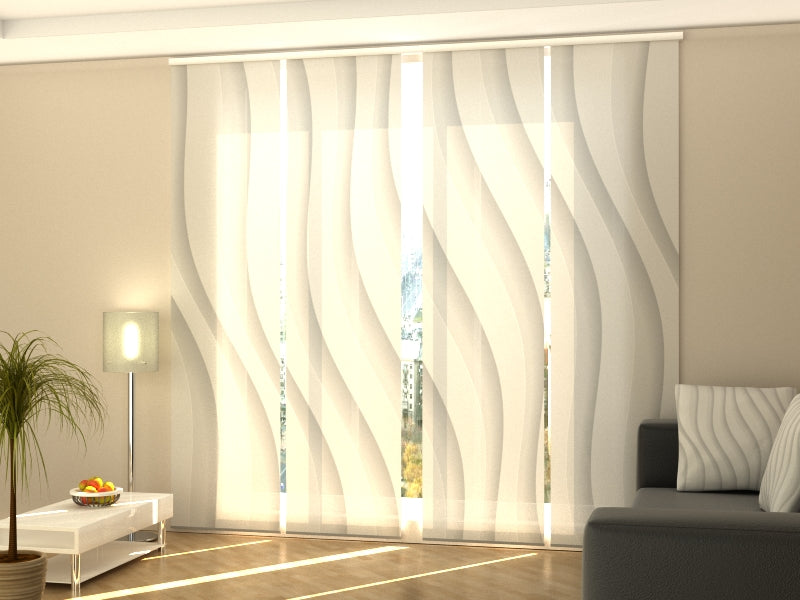 Sliding Panel Curtain Lovely White Waves