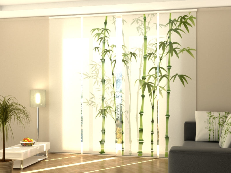 Sliding Panel Curtain Oriental Watercolor Bamboo