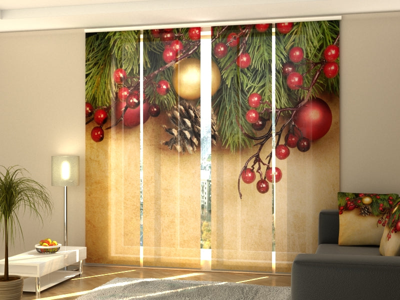 Sliding Panel Curtain Retro Christmas
