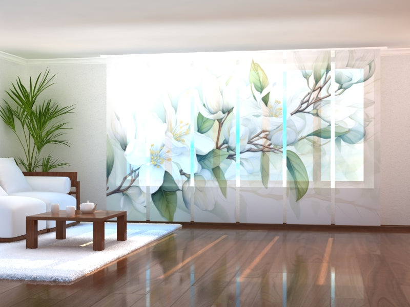 Sliding Panel Curtain Adore Watercolor of Jasmine Branch