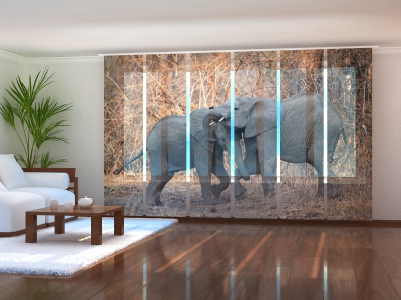 Sliding Panel Curtain Indian Baby Elephants
