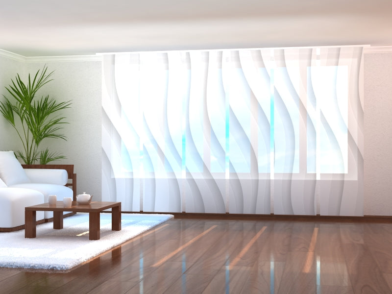 Sliding Panel Curtain Lovely White Waves