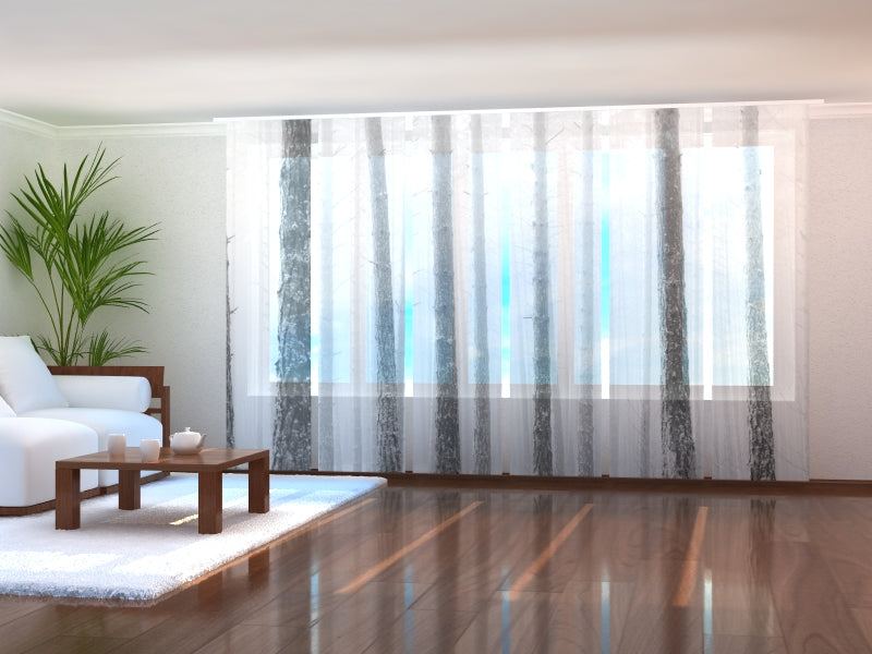 Sliding Panel Curtain Trees Trunks in Winter Fog