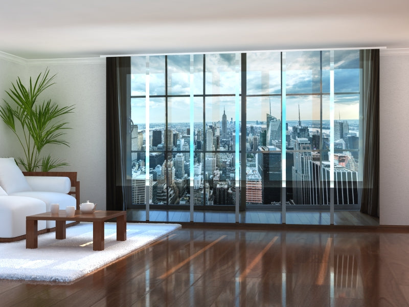 Modern Custom-Made Sliding Panel Curtains for Auto Shops and Dealerships, Custom Vertical Blinds for Retail Stores, and Logo-Branded Panel Track Blinds for Shopping Centers