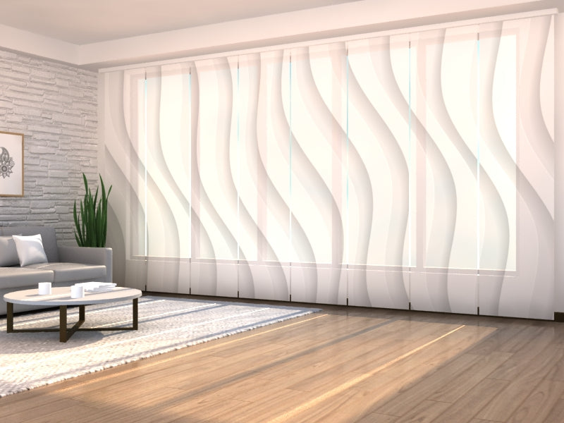 Sliding Panel Curtain Lovely White Waves