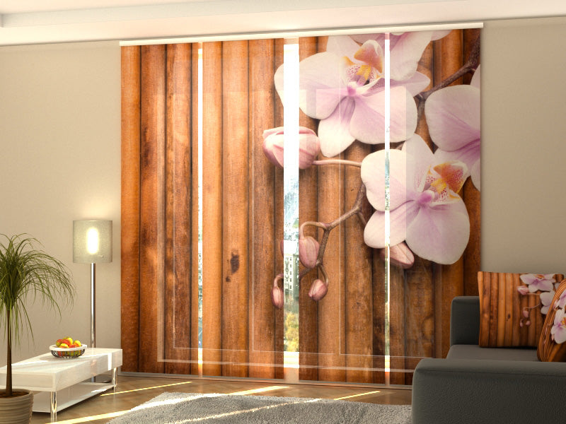 Custom-Made Modern Sliding Panel Curtains for Thermal Spas, Tailored Vertical Blinds for Wellness Studios, Branded Panel Track Blinds with Logo for Beauty Salons
