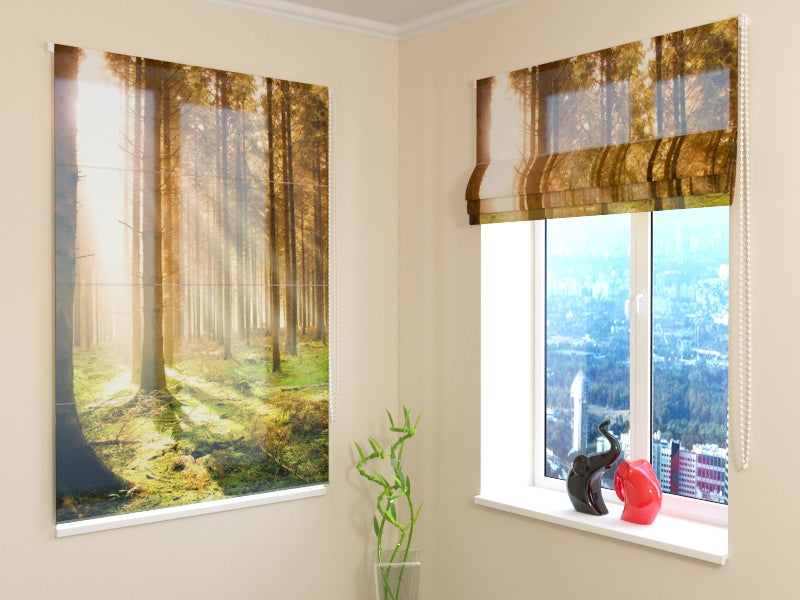 Roman Blind Sunny Pine Forest
