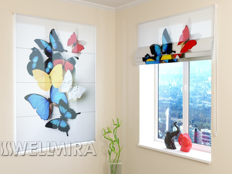 Roman Blind Colorful Butterflies
