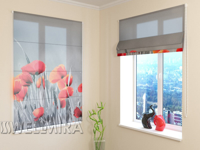 Roman Blind Wild Poppies