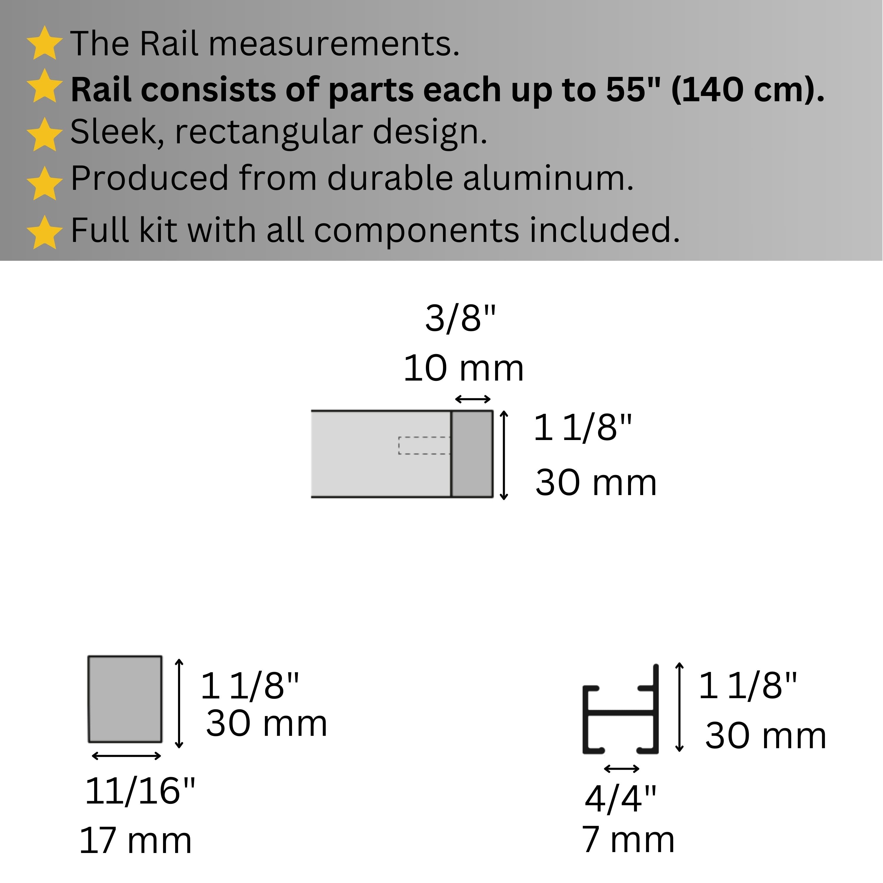 Silver Double Curtain Rail: Custom Sizes, Premium Wall-Mount Heavy-Duty 2-track Rail for Curtains, Blinds, and Sheers