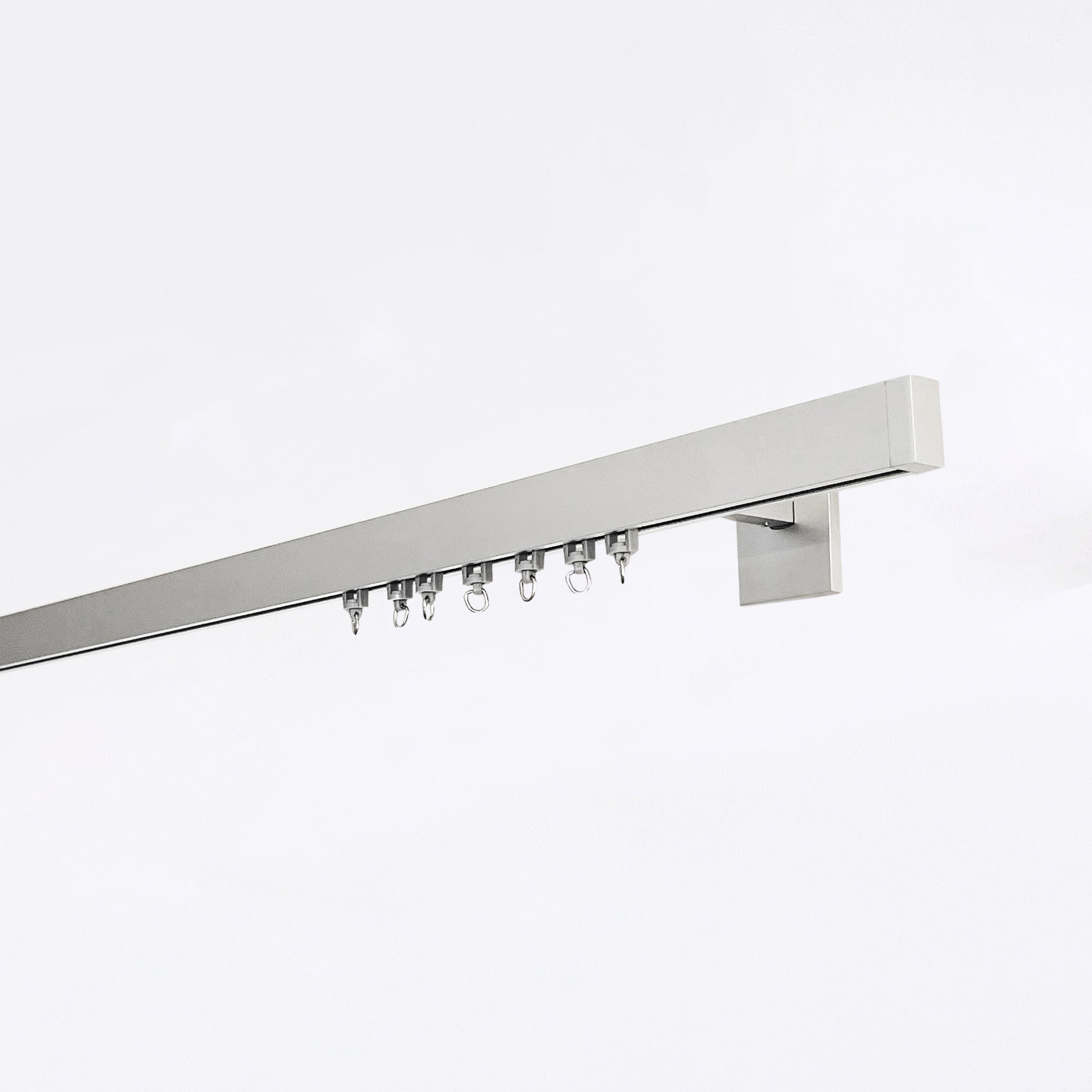 Silver Single Curtain Rail: Custom Sizes, Premium Wall-Mount Heavy-Duty Rail for Curtains, Blinds, and Sheers