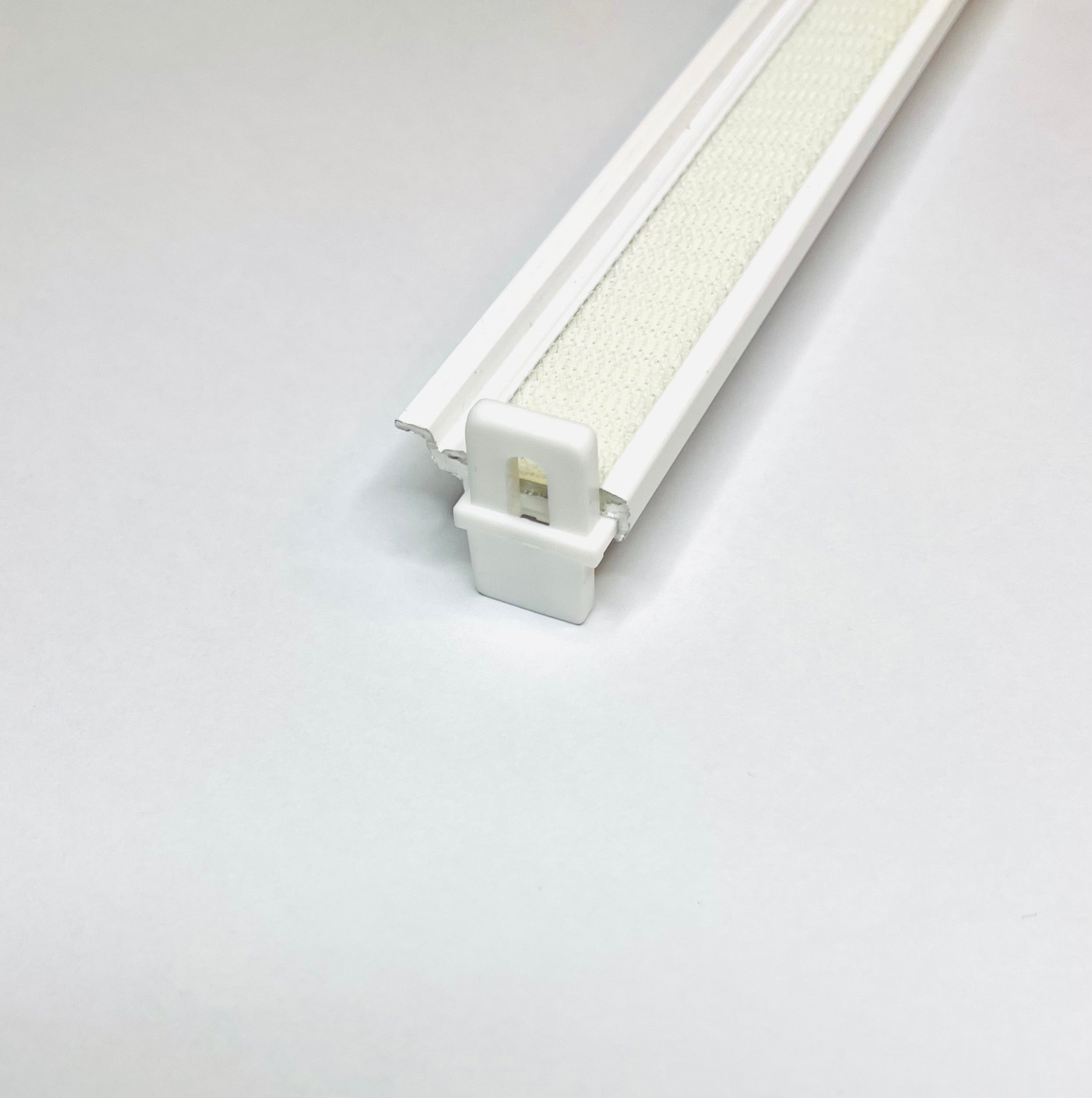 T-shape side cap for Panel Holder, white plastic side cap with screw, 1 pc, accessorise for Panel Holder / Panel Track