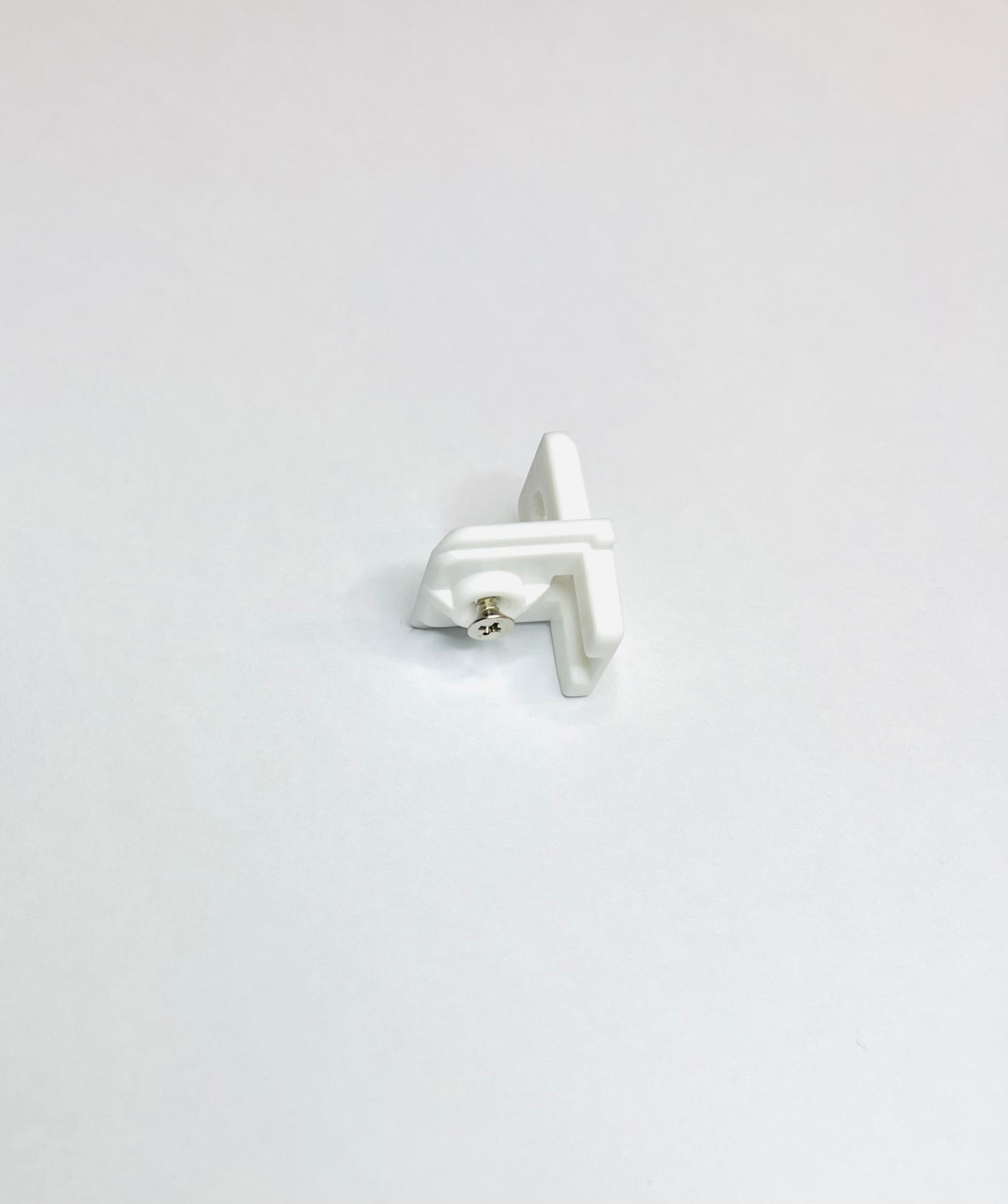 T-shape side cap for Panel Holder, white plastic side cap with screw, 1 pc, accessorise for Panel Holder / Panel Track