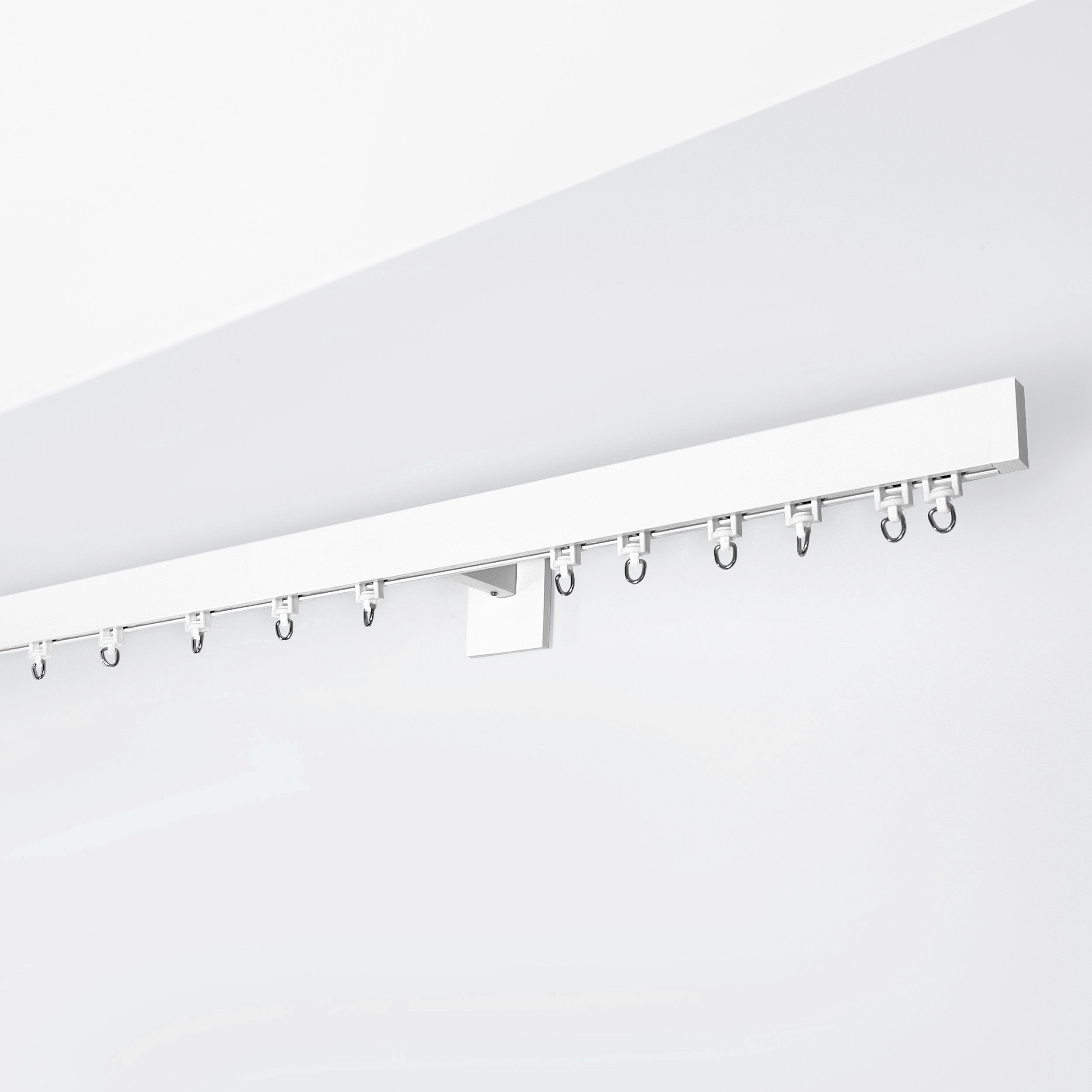White Single Curtain Rail: Custom Sizes, Decorative Single Rail for Curtains, Sheers, and Blinds, Wall-Mount Single Track