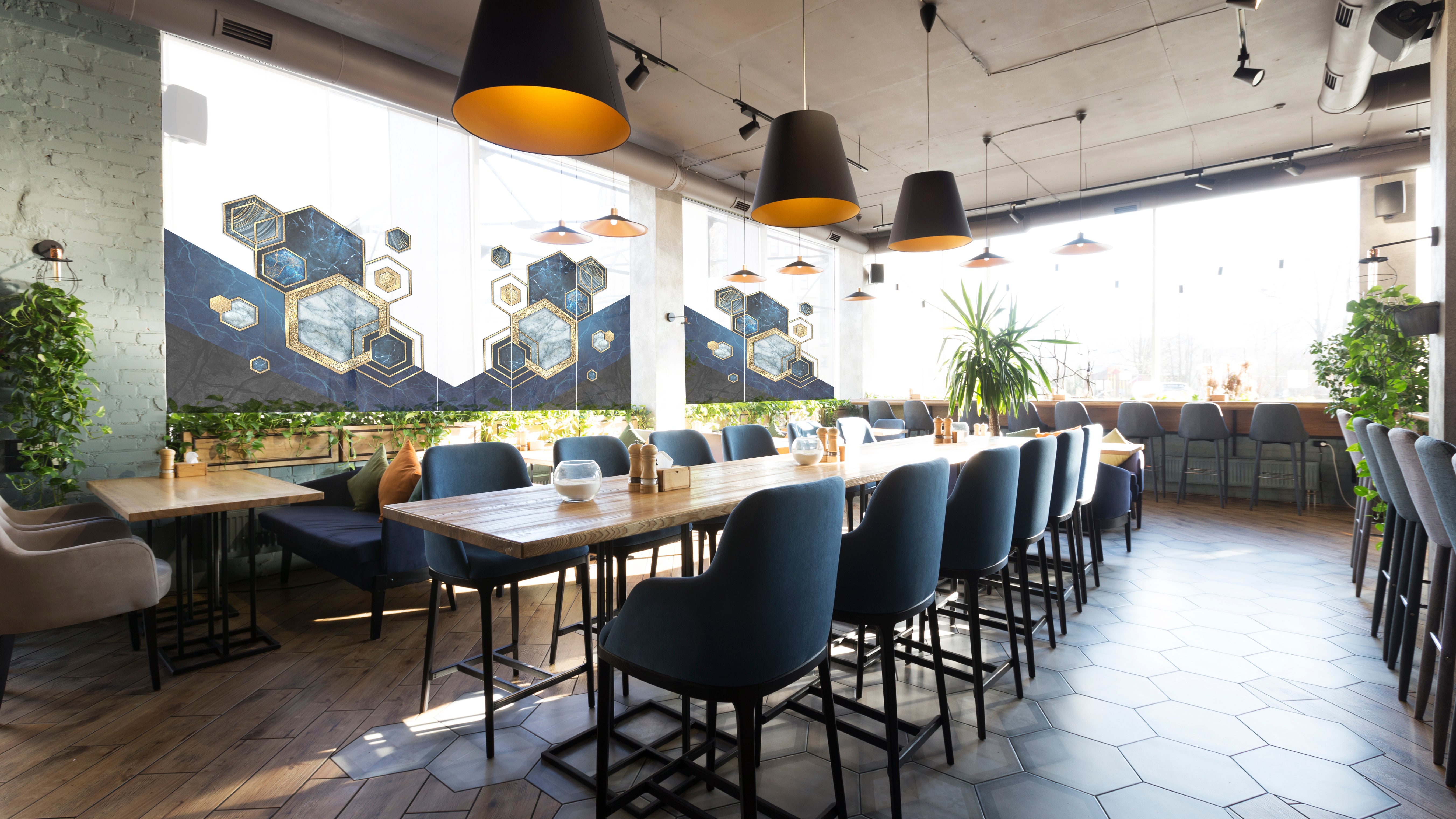 Custom-Made Modern Sliding Panel Curtains for Restaurants, Coffee Houses, Cafes, Commercial Spaces, and Branded Vertical Blinds for Pizzerias and Bars