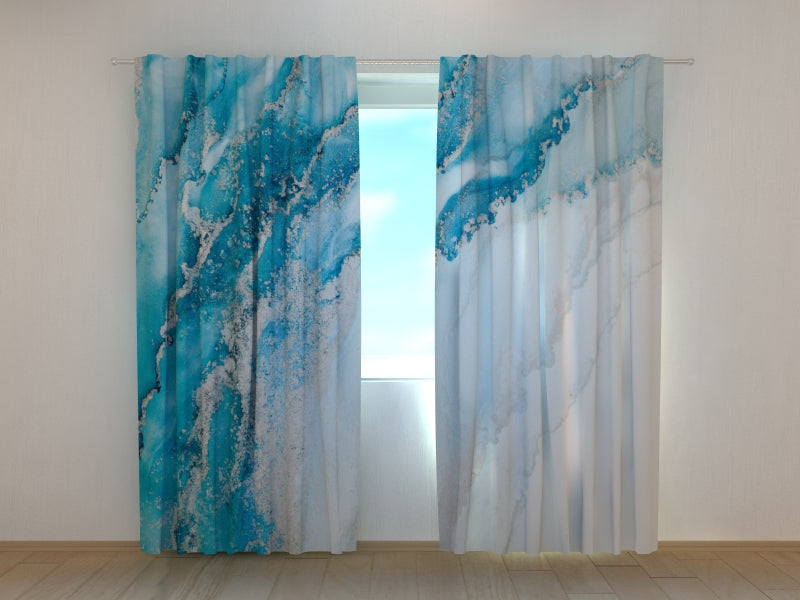 Photo Curtain Abstract Sea and Silver Waves