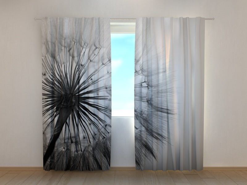 Photocurtain Amazing Dandelion Black and White - Wellmira