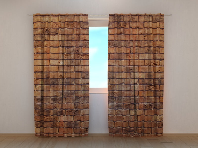 Photo Curtain Brick Brown Wall
