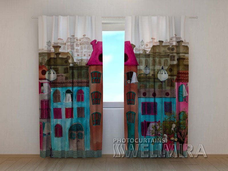 3D Curtain Colourful Street - Wellmira