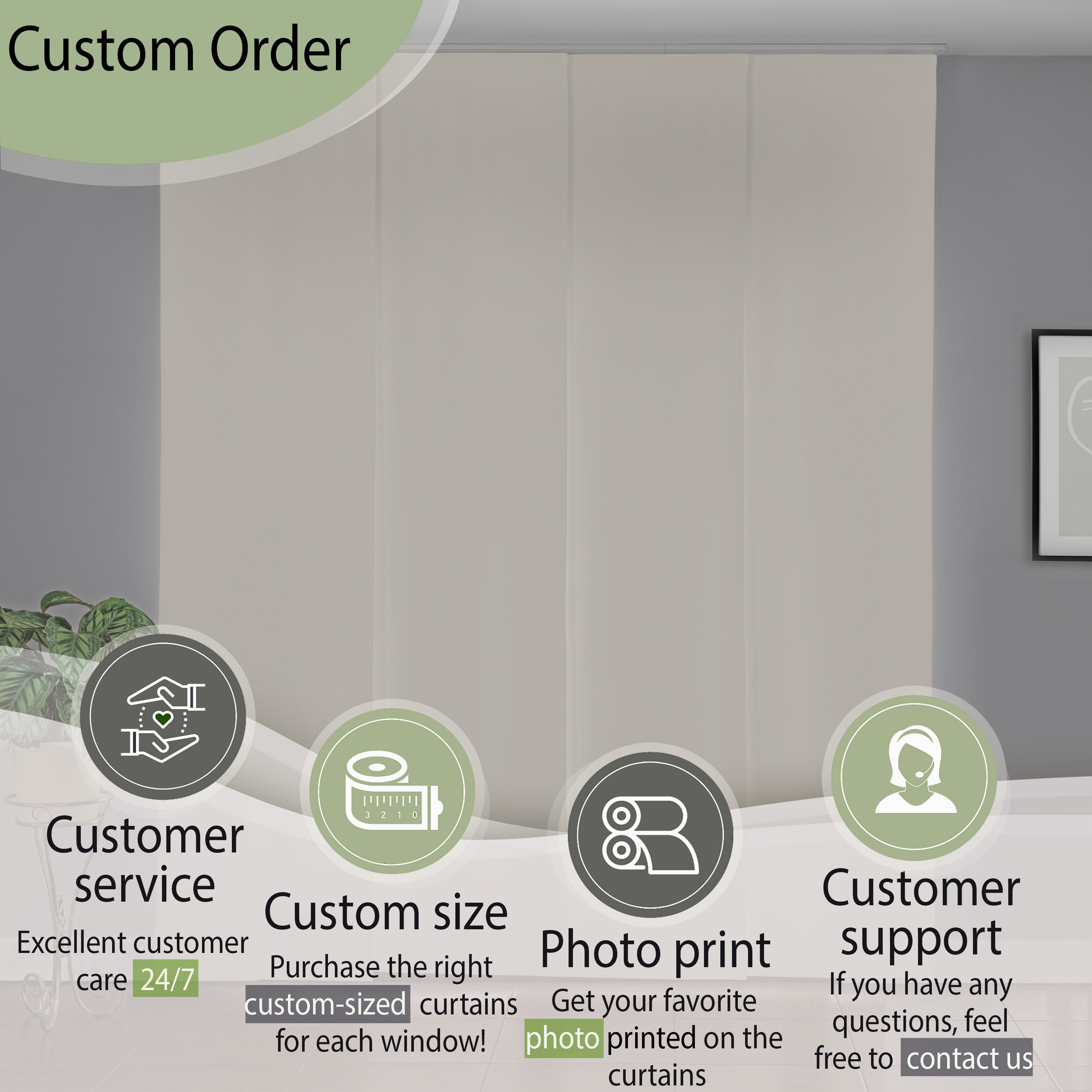White Color Blackout Panel Curtain