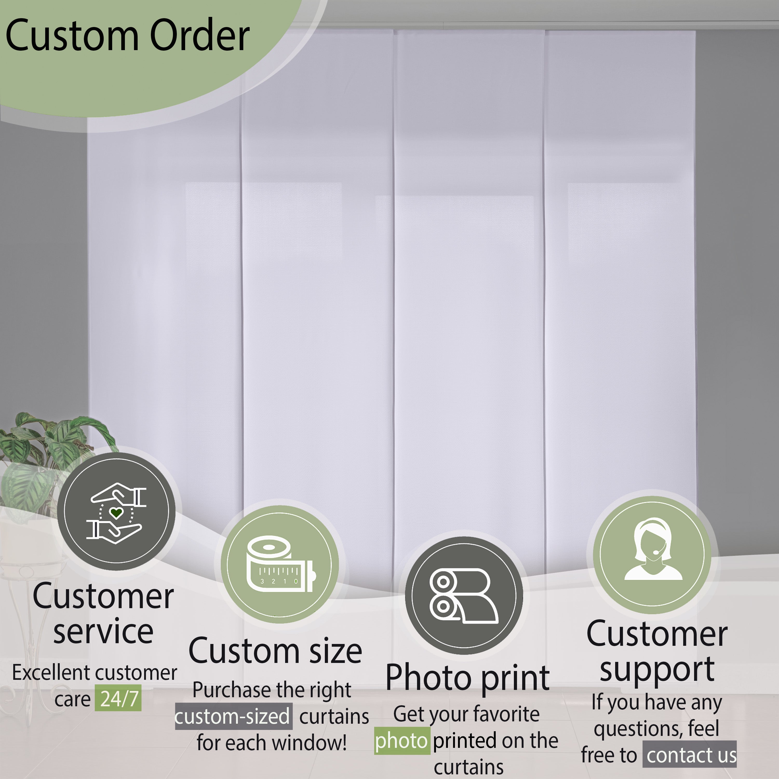 White Color Screen Panel Curtain