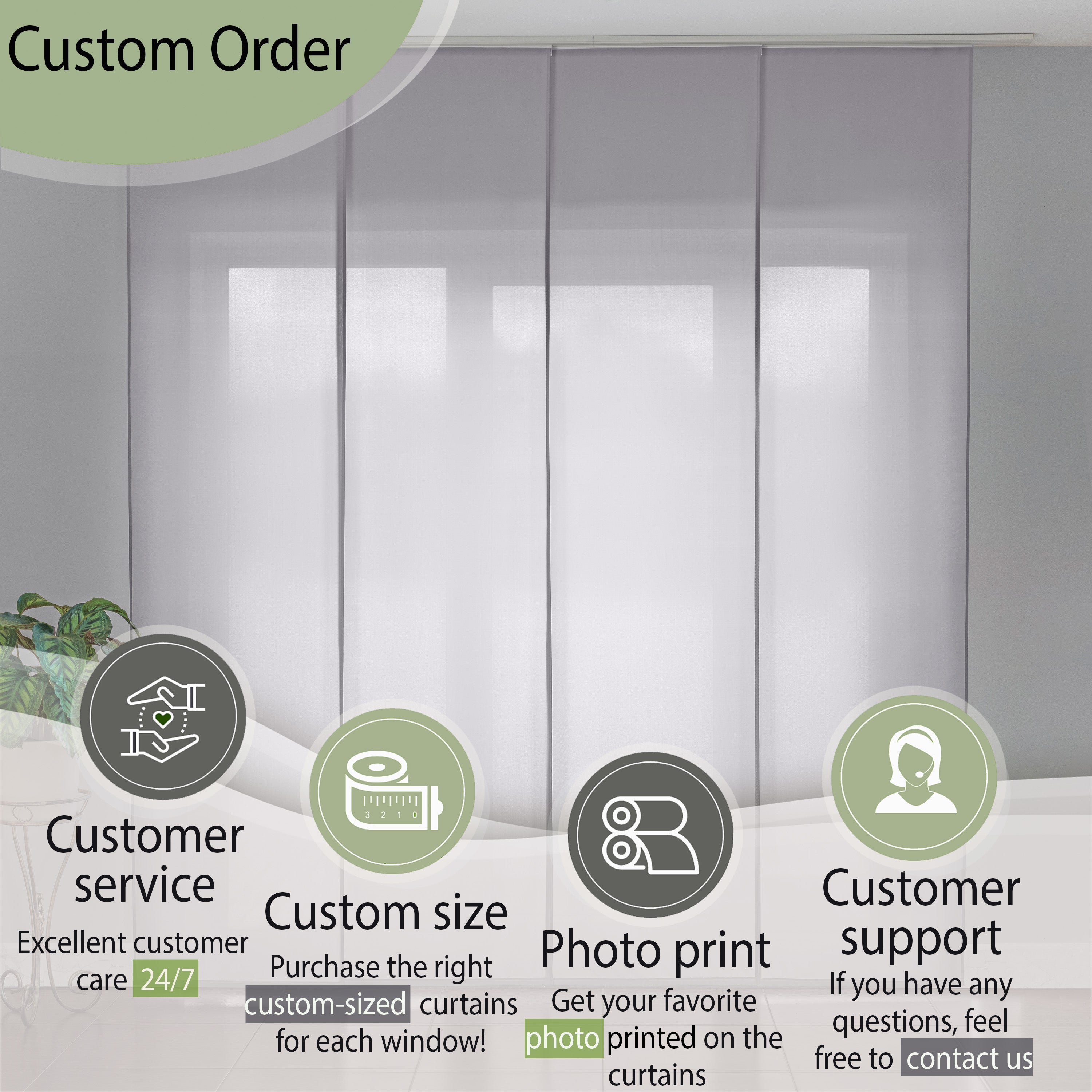 Light Gray Color Screen Panel Curtain