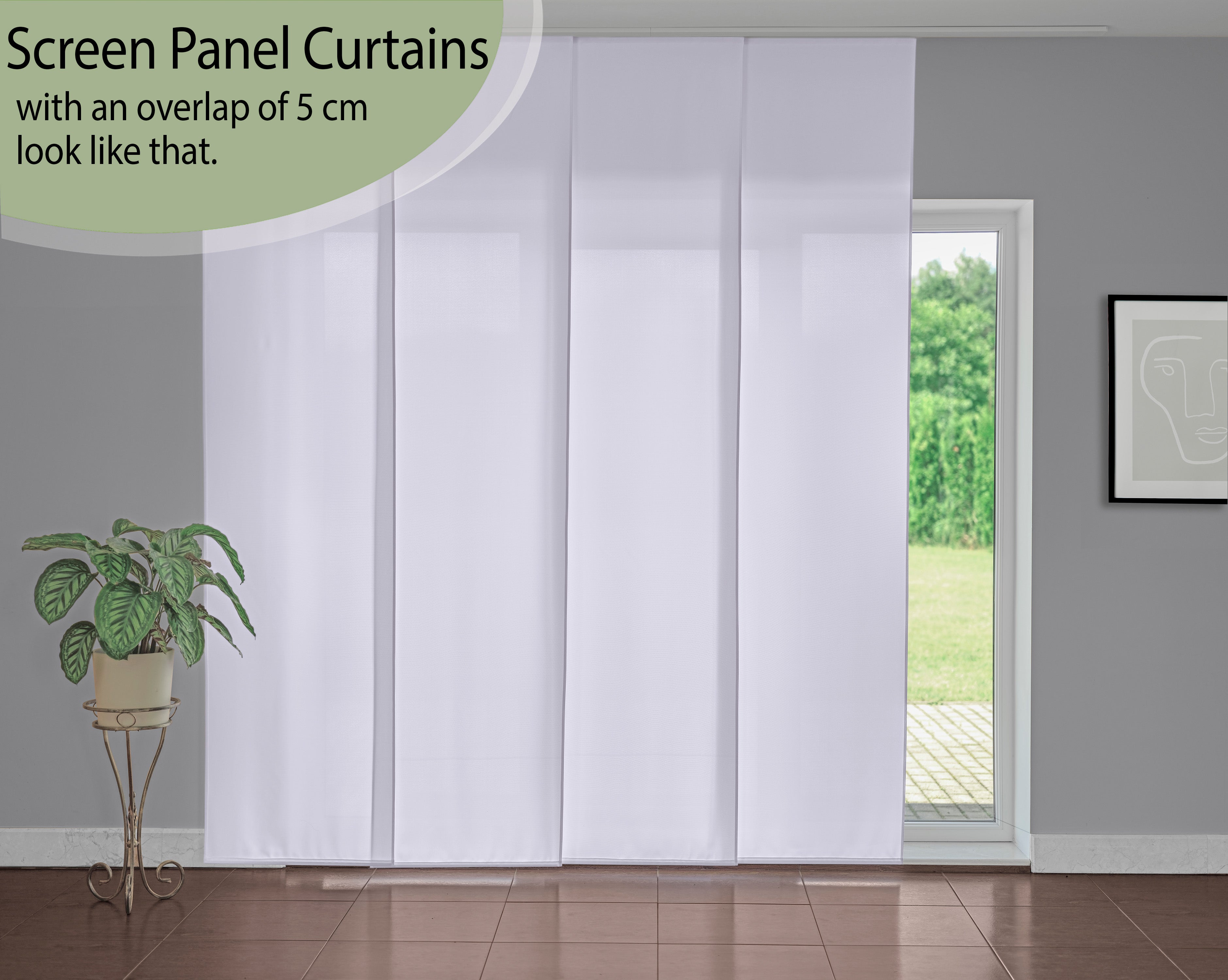 White Color Screen Panel Curtain