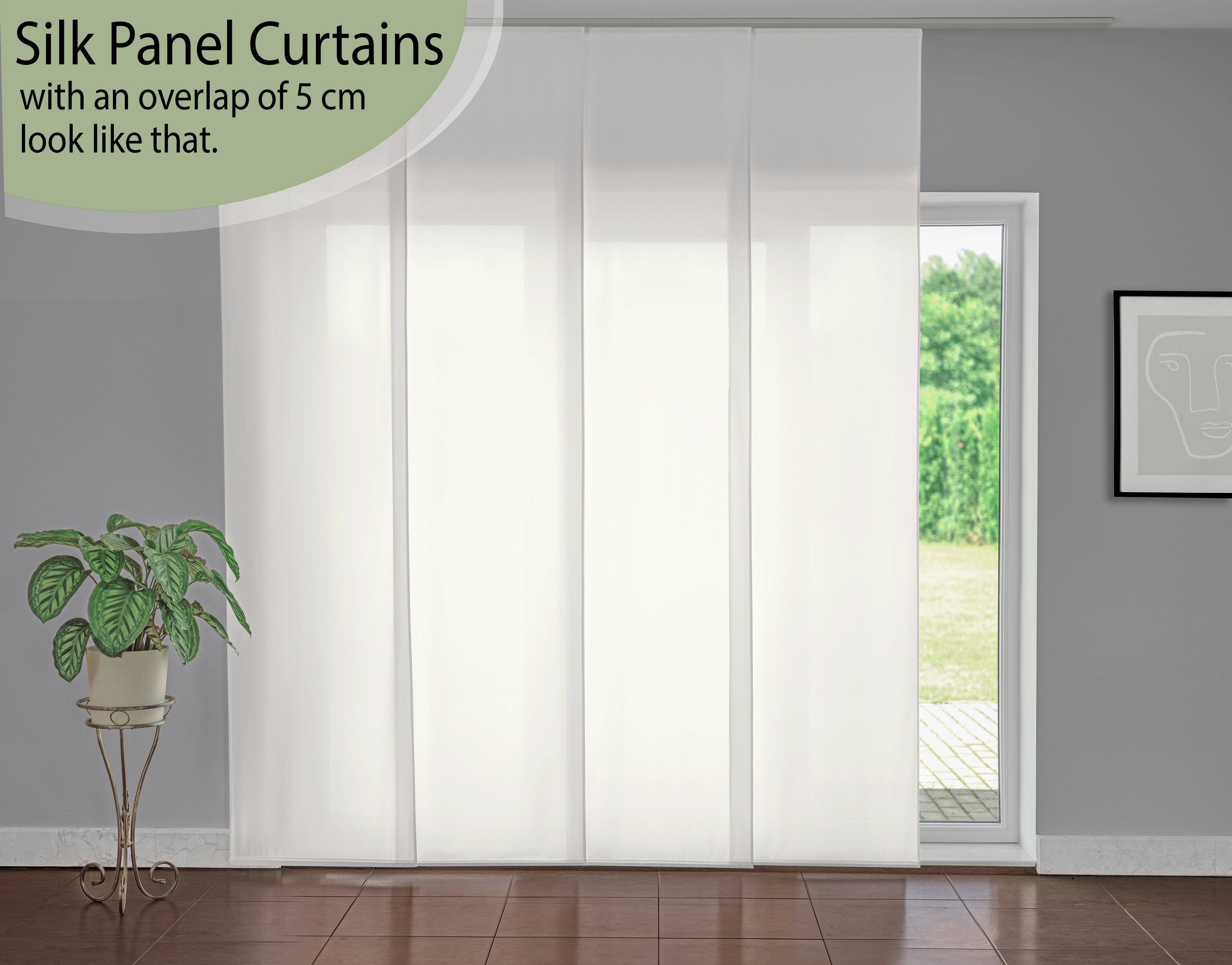 White Color Silk Panel Curtain