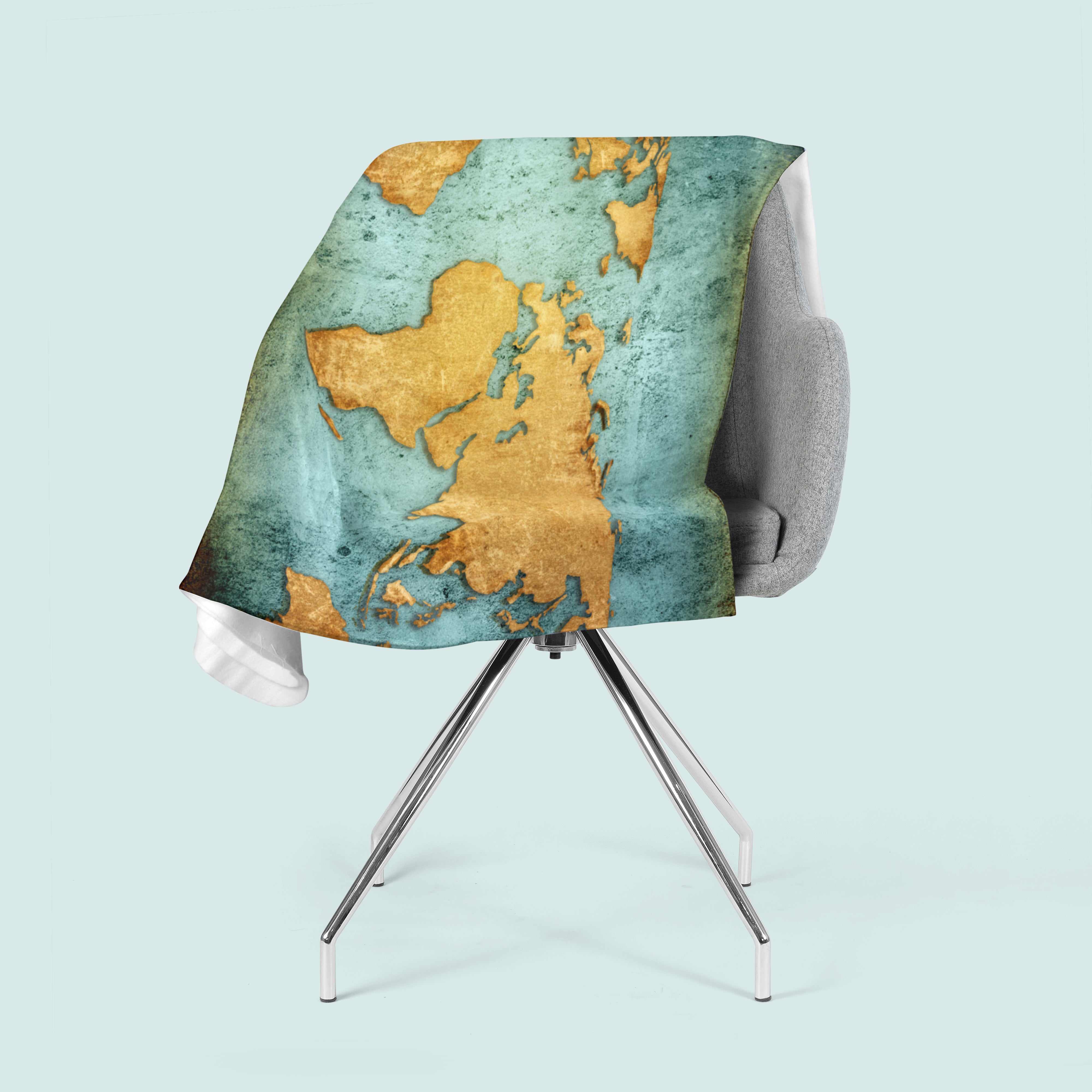 Fleece Blanket Golden World Map