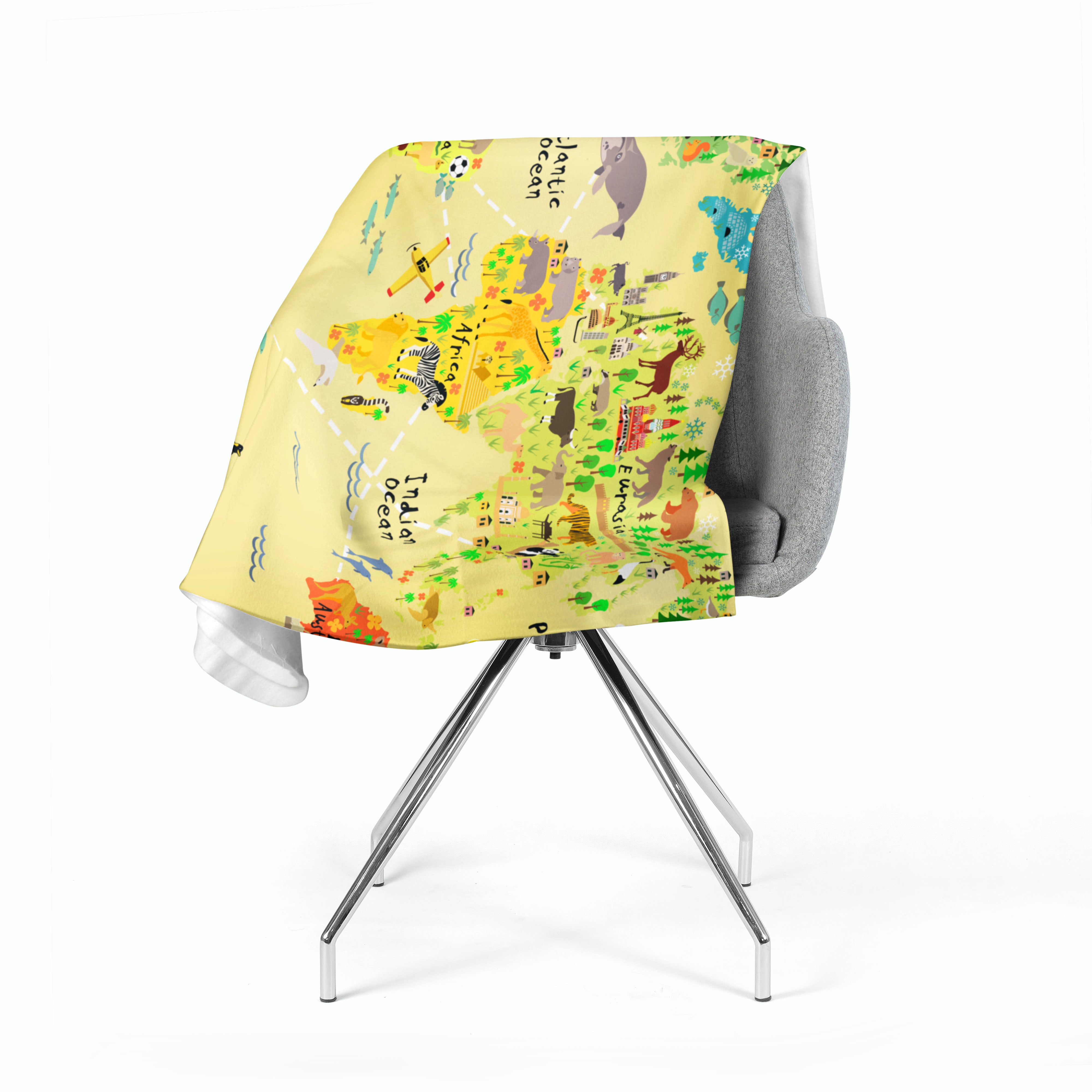 Fleece Blanket Kids Map