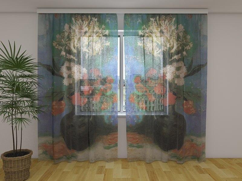 Photocurtain Vase with Carnations and Other Flowers Vincent van Gogh - Wellmira