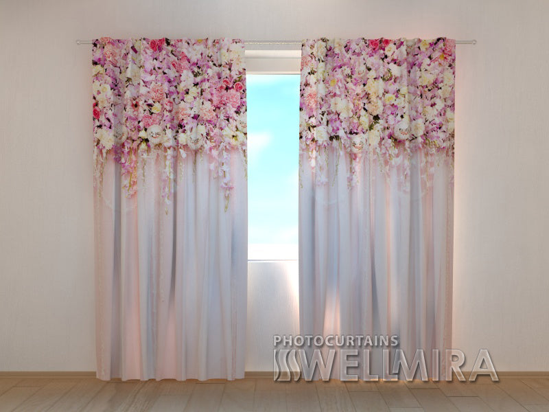 Photo Curtain Flower Lambrequins Pink Beauty - Wellmira