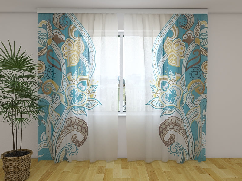 Photo Curtain Abstract Floral Pattern