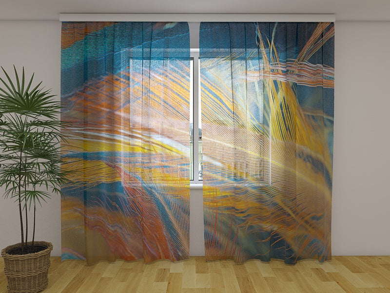 Photo Curtain Bohemian Boho Style Feather